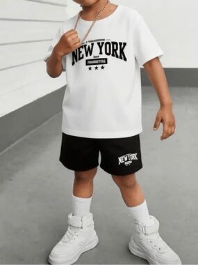 Kids Black Athletic Shorts with New York Logo